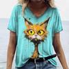 Fashion Streetwear Women Oversized T Shirt 3D Cat Print Summer Casual Short Sleeve Crew Neck Pullover Female Clothing