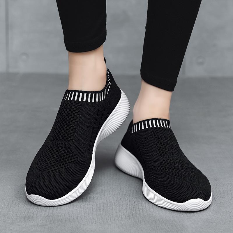 Breathable mesh fly-woven women's shoes new fashion lazy shoes low-top foot-fitting casual shoes