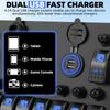 10 Gang Switch Panel Waterproof Boat Rocker Switch Panel With 4.2A Daul USB Socket + 12V Voltmeter+Cigarette Lighter Socket