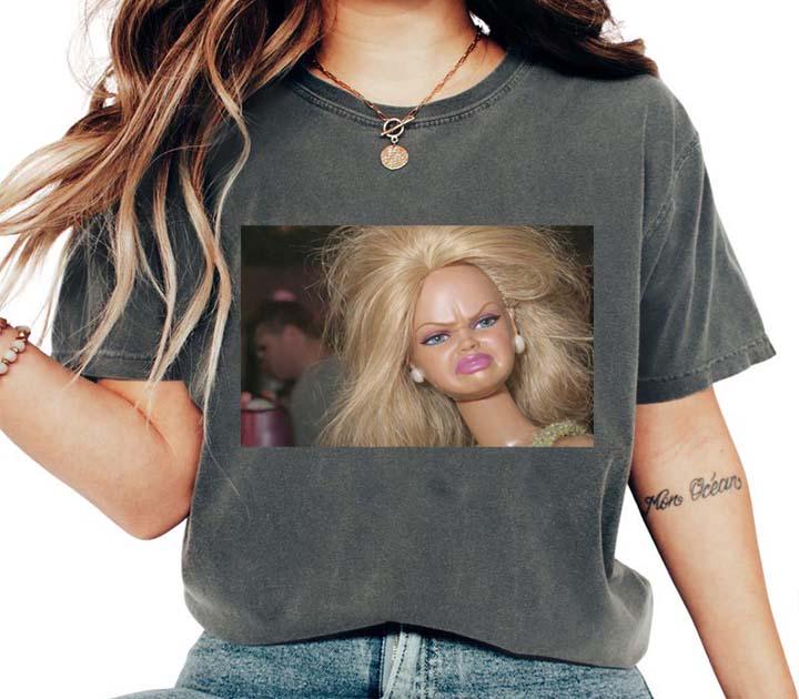 

Plus Size Summer Womens Vintage Angry Doll Funny Meme TShirt Cotton Breathable Stylish Versatile Street Style Oversized XL