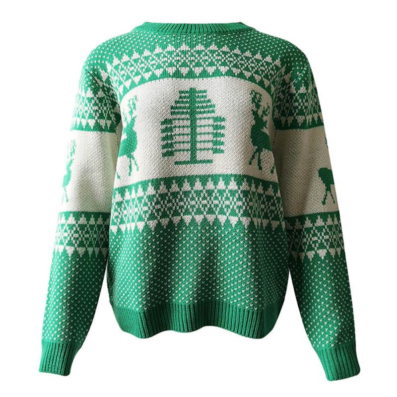 Christmas Sweater Women Christmas Deer Warm Knitted Long Sleeve Sweater Jumper Top Winter Autumn Pullovers