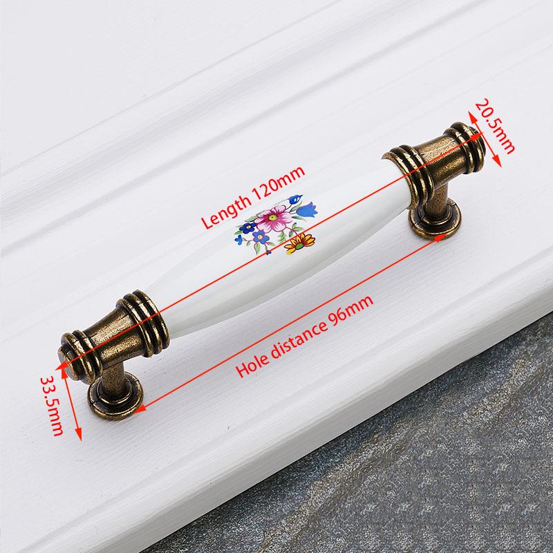 KAK Antique Bronze Ceramic Cabinet Handles Zinc Alloy Drawer Knobs Wardrobe Door Handles Morning Glory European Furniture Handle