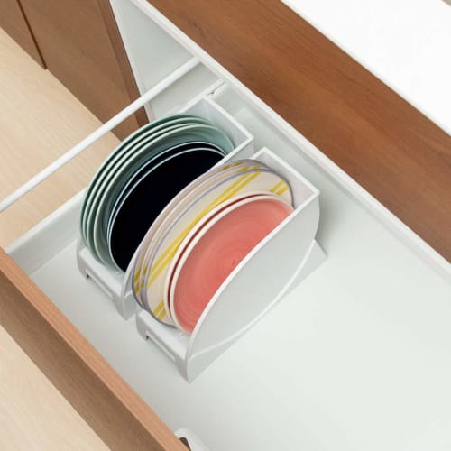 Belca Large Plate Stand for Dish Storage, Fits Plates up to 24cm Diameter, 100cm Wide x 25cm Deep x 16cm High, White, SD-OS