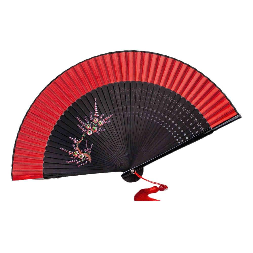 Si Yi Tang handbemalter roter Seidenfächer für Damen - Zhao Yuan Tanzdesign
