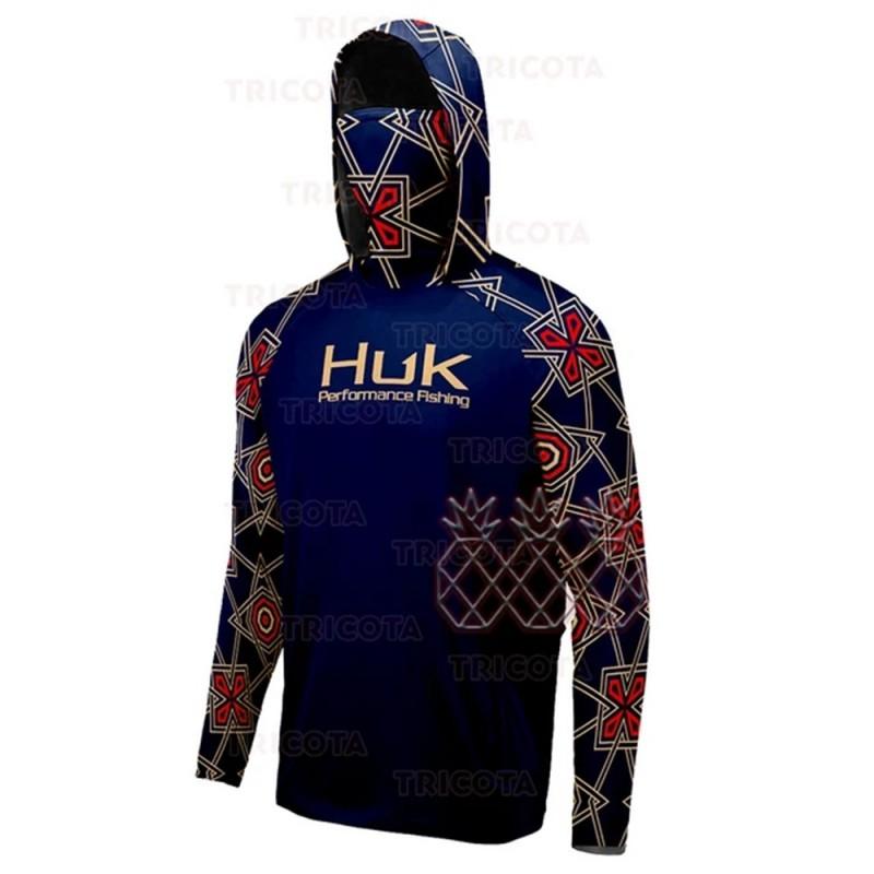 Mens Quick-Dry UV Protection Hooded Fishing Long Sleeve Shirt Outdoor Summer Sports Cycling Apparel