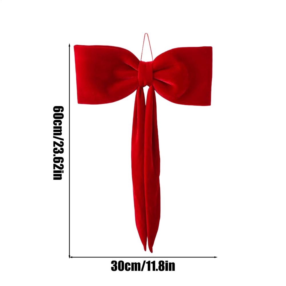

2025 Christmas Long Velvet Bow Decoration New Year Christmas Tree Fireplace Doors Windows Mirrors Mood Pendant Festival Gift A