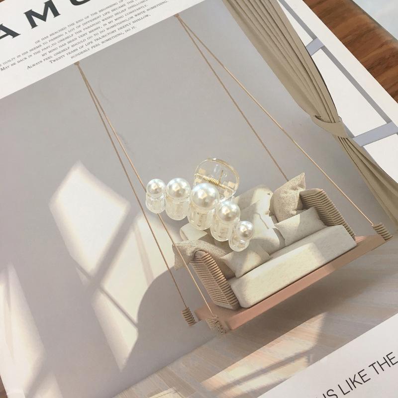 Новый зажим-краб для женщин, полый геометрический, с жемчугом, модный элегантный зажим для волос, заколки для волос, краб для волос, аксессуары для волос