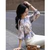 Women's Floral Print Ruffled Blouse