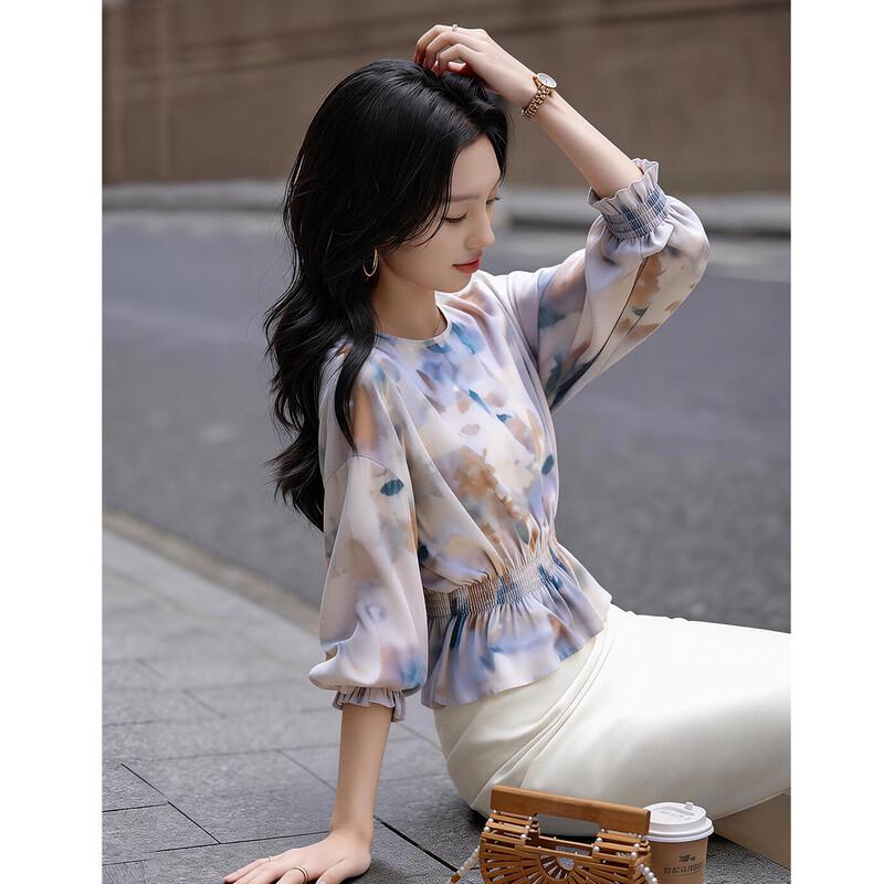 Women's Floral Print Ruffled Blouse