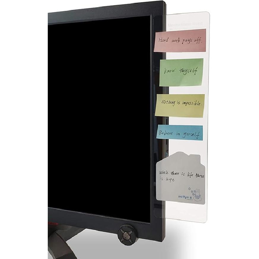 MA Fashion Multifunction Utility Acrylic Transparent Computer Monitors Side Panel/Memo Pads/Message Boards/Sticky Boards for Computer Screen, 1 Set