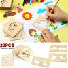 20Pcs Montessori Kids Toys Drawing Toys Wooden Diy Painting Template Stencils Learning Educational Toys For Children Gift