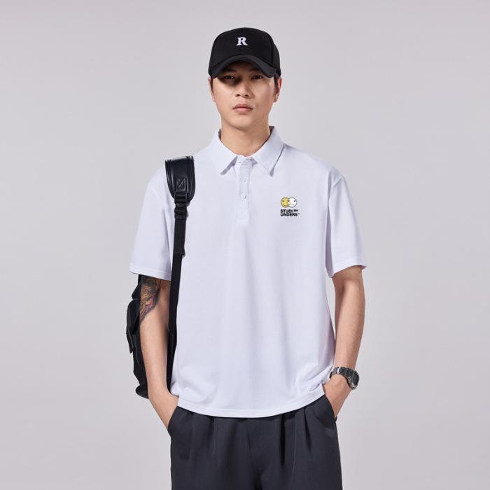 Mens Short-sleeved Letters POLO Blouse Mens Short-sleeved T-shirt Comfortable Fit Lapel Summer Latest Style T-shirt 4XL