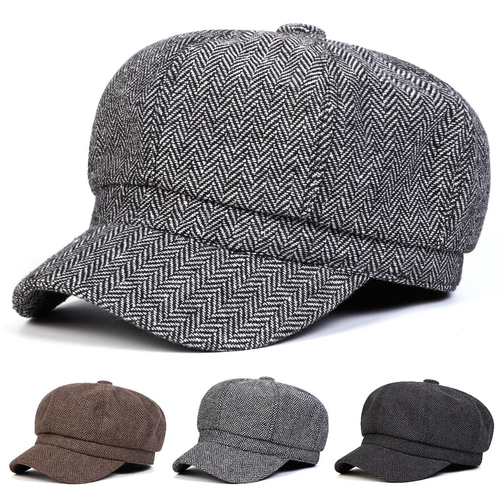 Unisex Fischgrät Persönlichkeit Schiebermütze Frühling Herbst Retro Baskenmützen Wilde Freizeitmützen Achteckige Kappe
