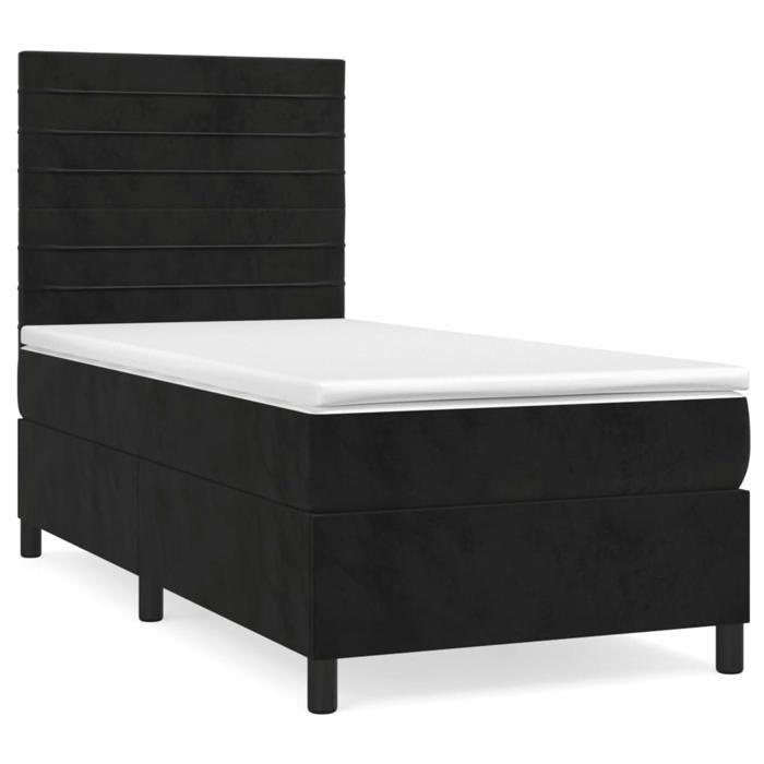Maison Exclusive - Sommier à lattes de lit avec matelas Noir 100x200 cm Velours