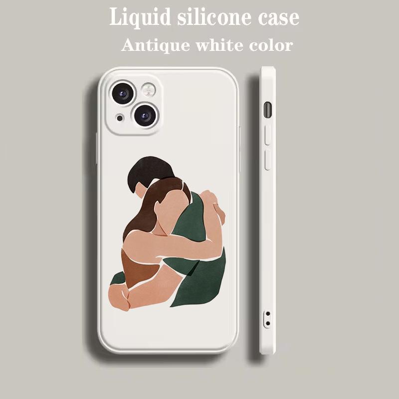 Luxus Farb-Handyhülle Für iPhone 15 14 13 12 mini 11 Pro Max XS X XR SE 7 8 Plus Silikon Beige Hülle Baby Mädchen Mutter Familie