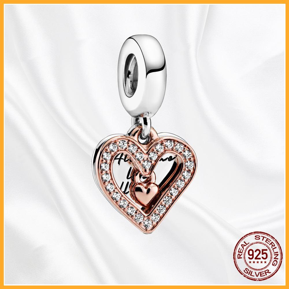 Authentic Copper Metal Heart Tree Sparkling Dangle Charm Bead Components Designed For Authentic Original Bracelet High Quality Fine Jewelry Bead