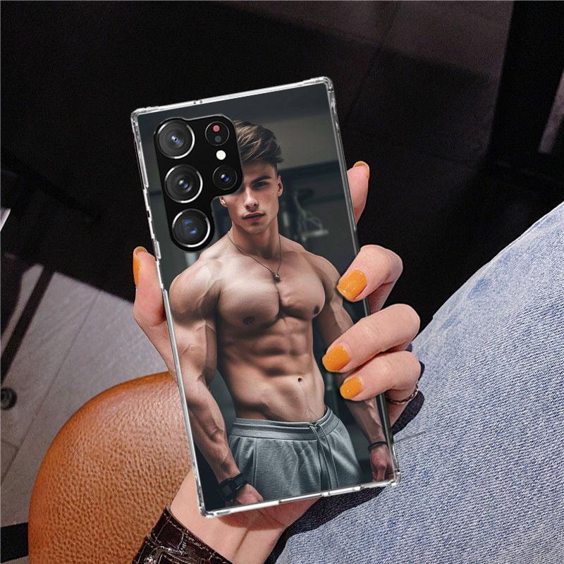 Sexy Muscle Man Gay Fitness Phnoe Case for Samsung Galaxy S26 S25 Edge S23 S24 Ultra S22 Plus S21 S20 FE Unique Cover Soft Coque