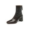 Black Zipper Hand Grab Women's Autumn and Winter Coarse Heel High Heel Boots