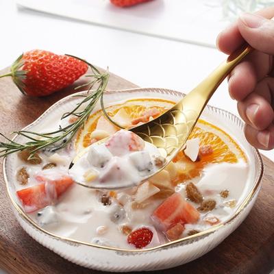 Dessert Spoon Heat-resistant Ergonomic Ice Cream Spoon Fish-shaped Stirring Spoon Tableware for Home