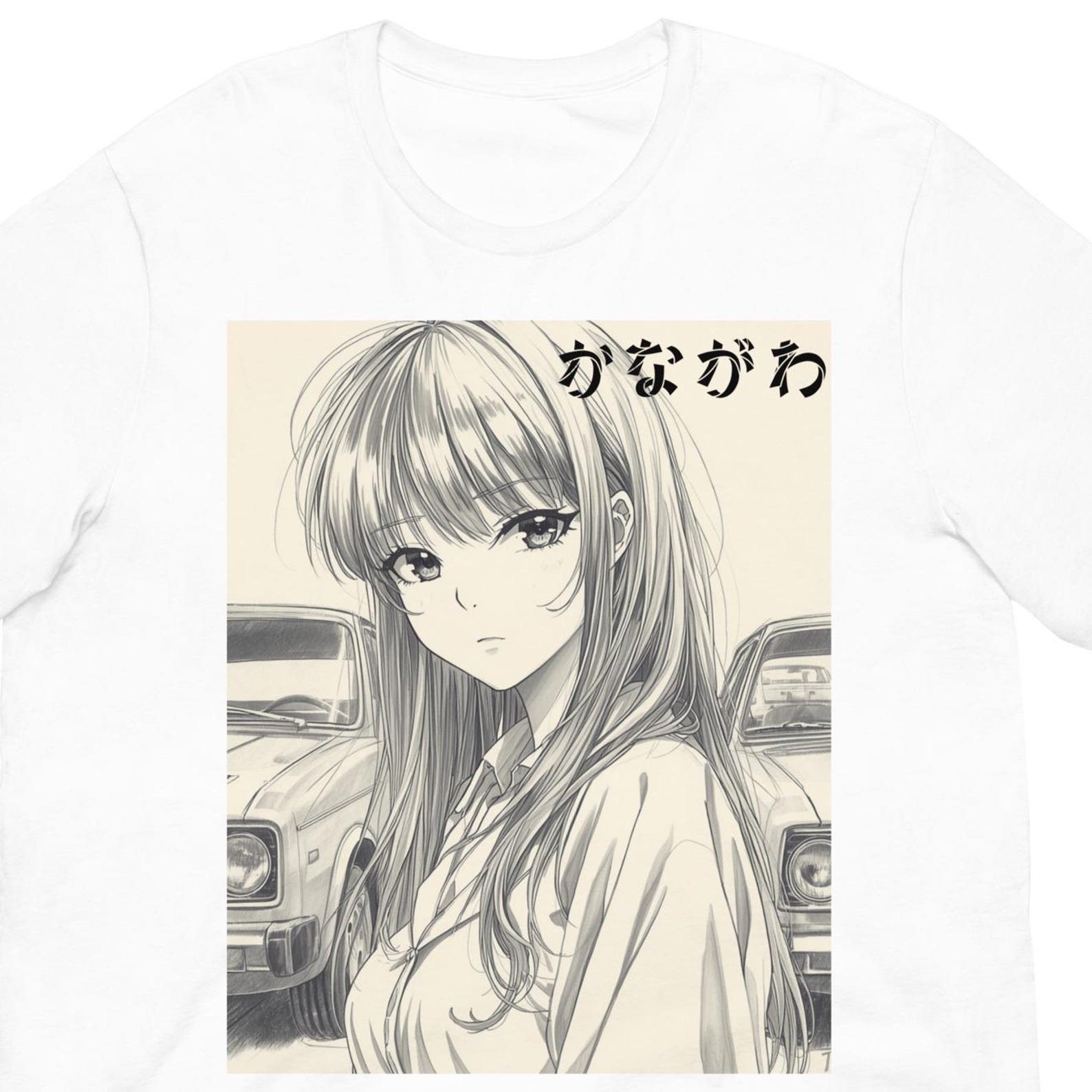 90s Anime Girl JDM Car T-Shirt | Retro Japan Neon Graphic Tee S