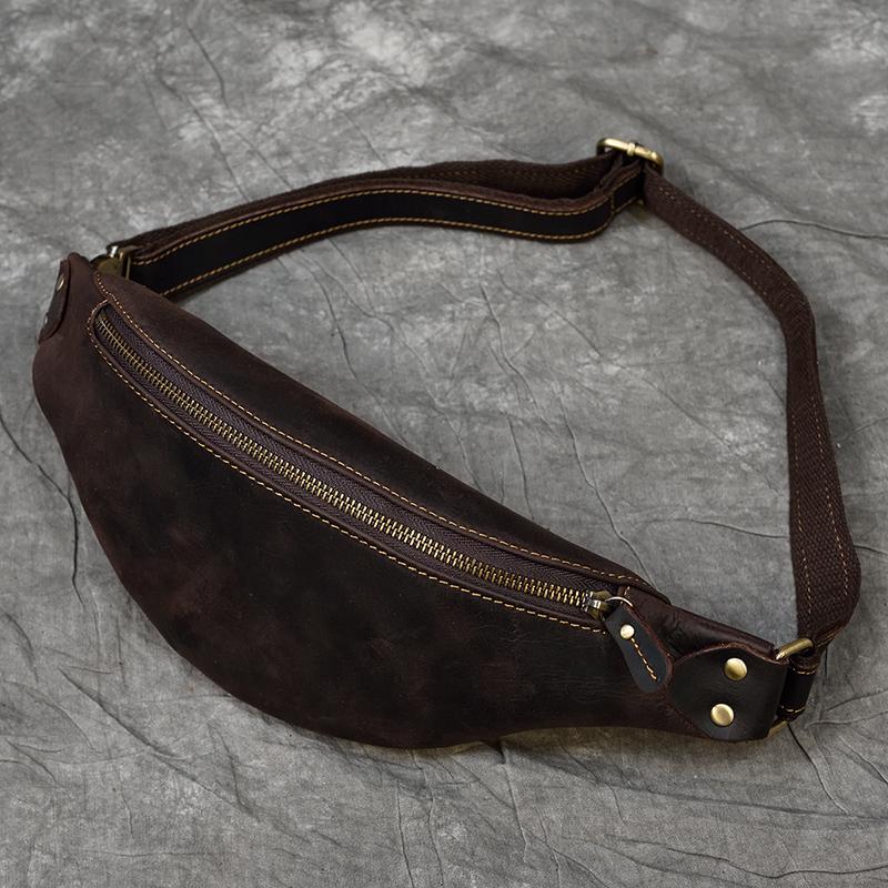 Big Waist Bag Mens Leather Belt Pounch Anti-theft Waist Pack Fanny Pack Bum Bag Belt Waist Pouch Chest Bag For Male Leather Bag