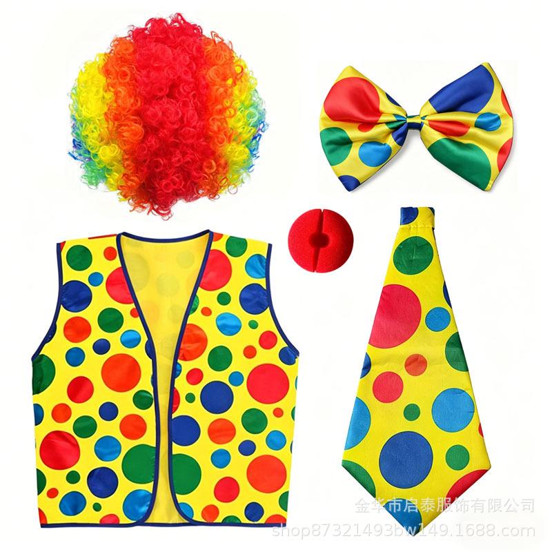Halloween clown cosplay costume colorful wig party dress up stage costume