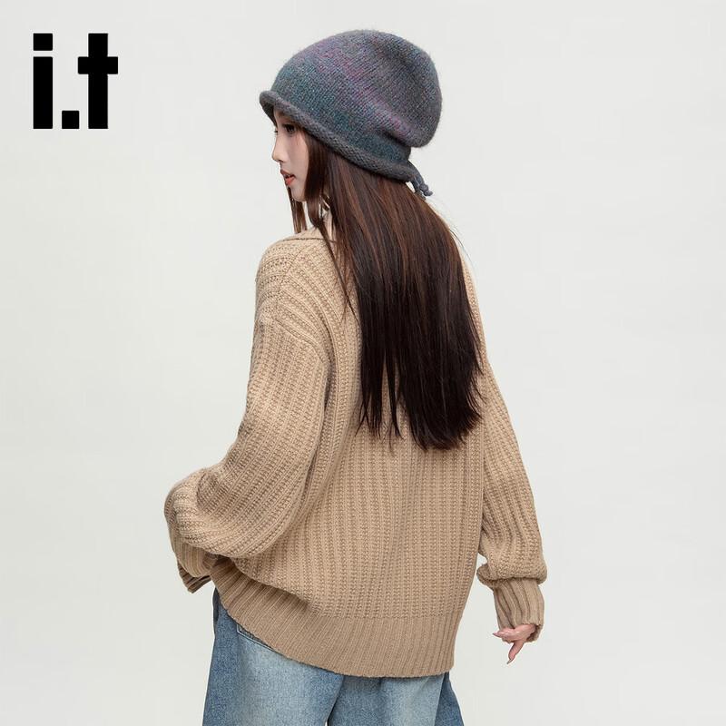 Izzue Women's Retro Ruffled Collar Zipper Knit Cardigan