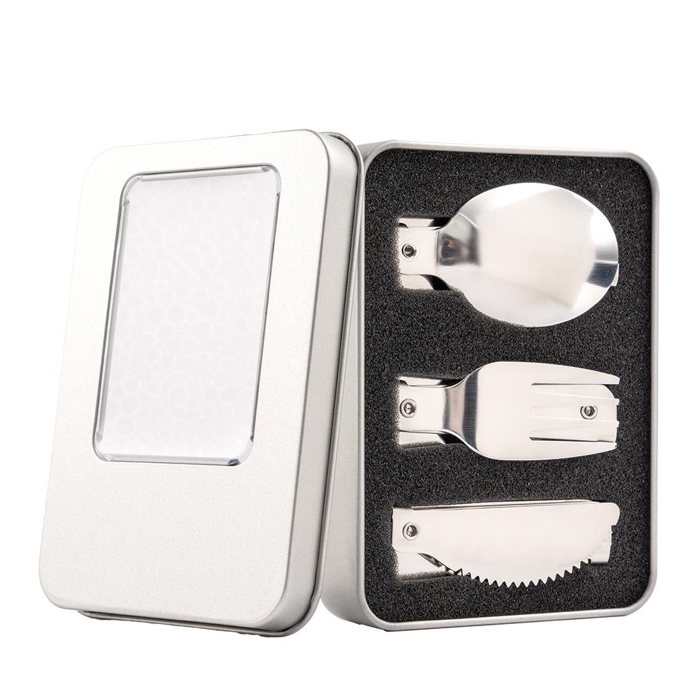 Stainless Steel Knives, Forks, Spoons, Tableware Sets, Student Travel Folding Spoons, Forks and Chopsticks, Portable Storage Creative Gifts