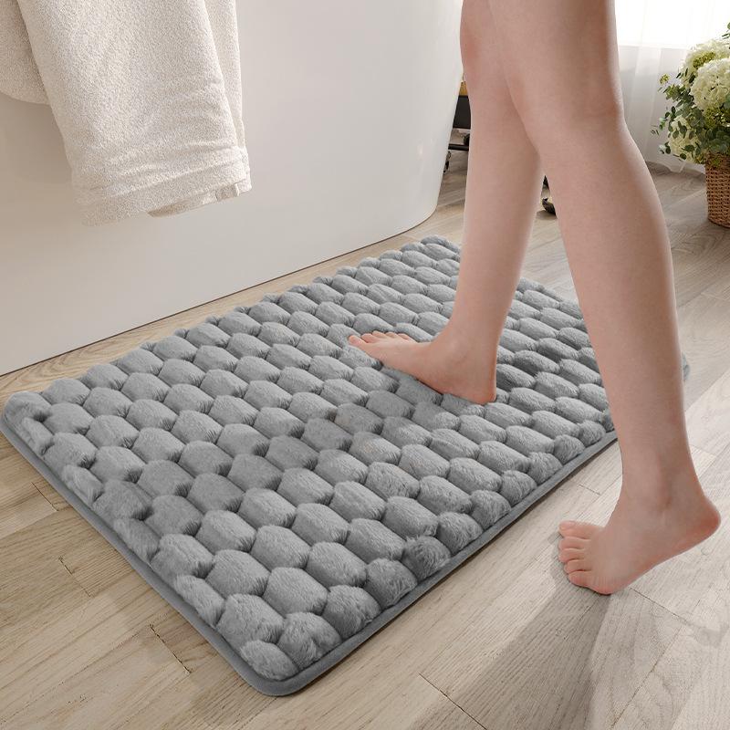 Granular Plush Memory Foam Bath Mats, Simple and Comfortable Bathroom Rug, Water-absorbent Non-slip Shower Room Door Mat