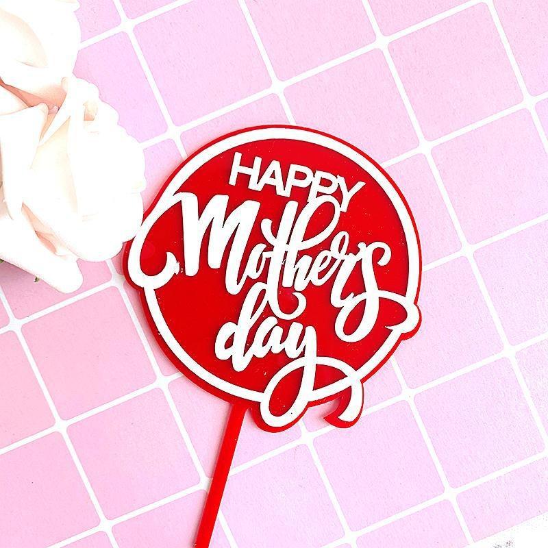 10 Stück Happy Mother's Day Cake Topper Doppelschichtiges Acryl-Design Muttertagsgeschenk Geburtstagsparty Kuchen Dessert Deko Zubehör