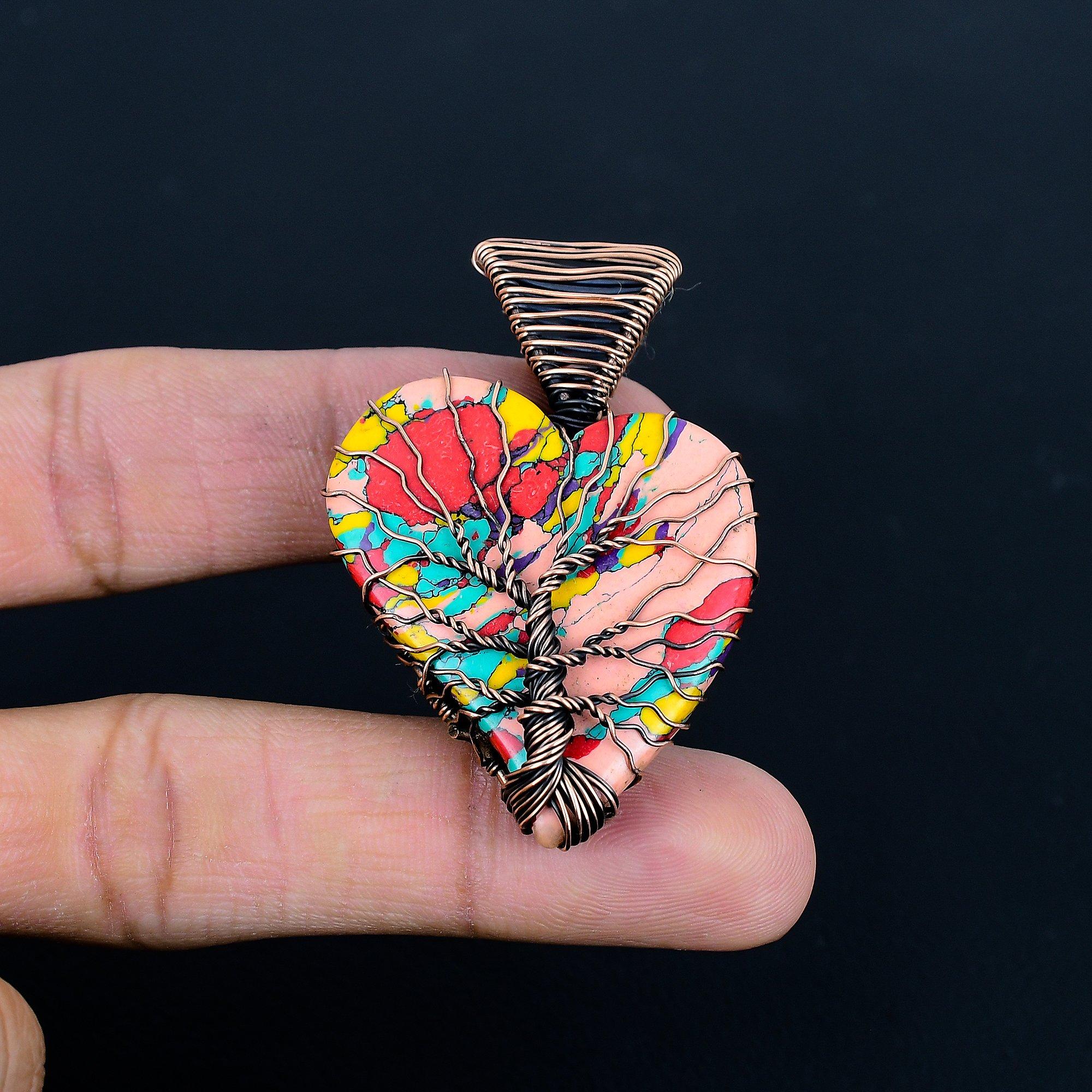 

Mosac Ballon Jasper Earrings, 999 Copper Wire Wrapped Jewelry, Gemstone Earrings, Gift For Her Handmade Dainty Jewelry 2.59 Inches