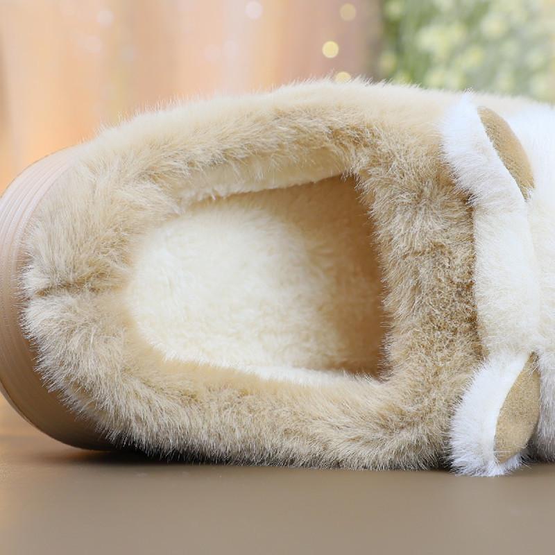 Fashion New cartoon panda fluffy slippers women's 5 cm platform mules clog shoes home slipper woman animal furry slides warm flip flops
