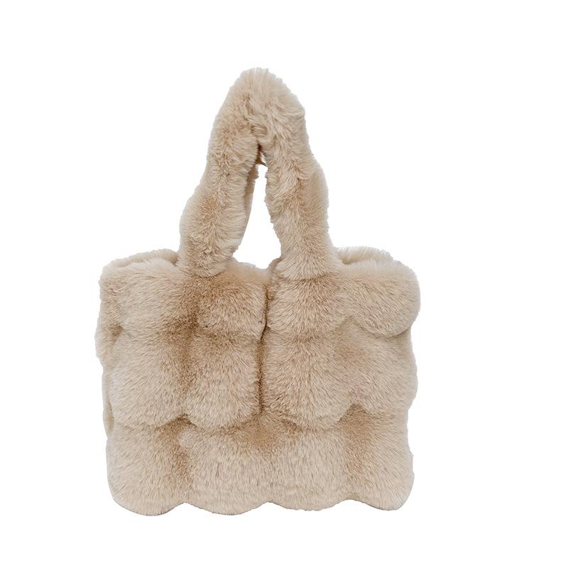 Пушистая сумка-тоут из искусственного меха для женщин, плюшевая сумочка, милая сумочка для осени-зимы, клатч, сумка с верхней ручкой, пушистая сумка-хобо под мышкой, повседневная рабочая сумка-сатчел хаки