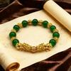 10mm Imitation Jade Pixiu Couple Bracelet with RuYi Beads for Wealth and Luxury