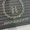 TIANSHE Luxury Heavy Industry Party Ball Ice Powder Colored Zircon Earrings Party Dress Necklace Set