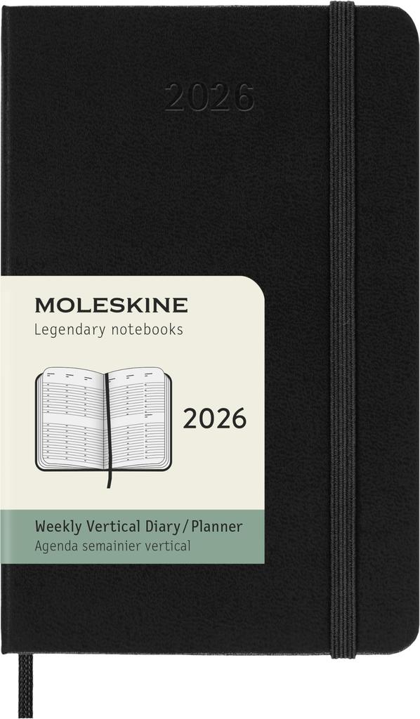 Moleskine 2026 January Weekly Pocket Size x DHB12WV2Y26 Planner, Start, 12-Month Diary, Vertical, (9cm 14cm), Hardcover, Black,