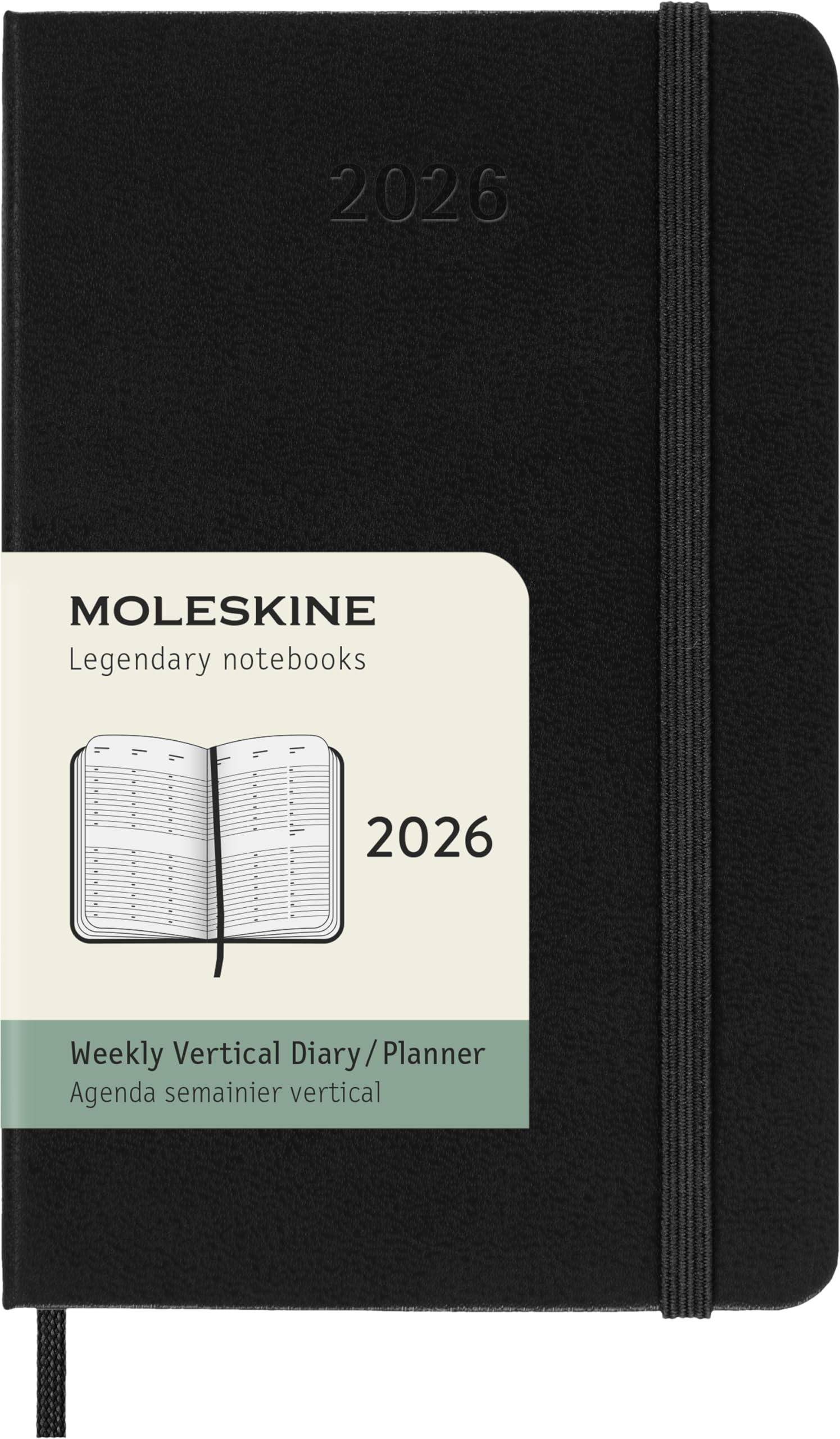 

Moleskine 2026 Planner, January Start, 12-Month Weekly Diary, Vertical, Pocket Size (9cm x 14cm), Hardcover, Black, DHB12WV2Y26