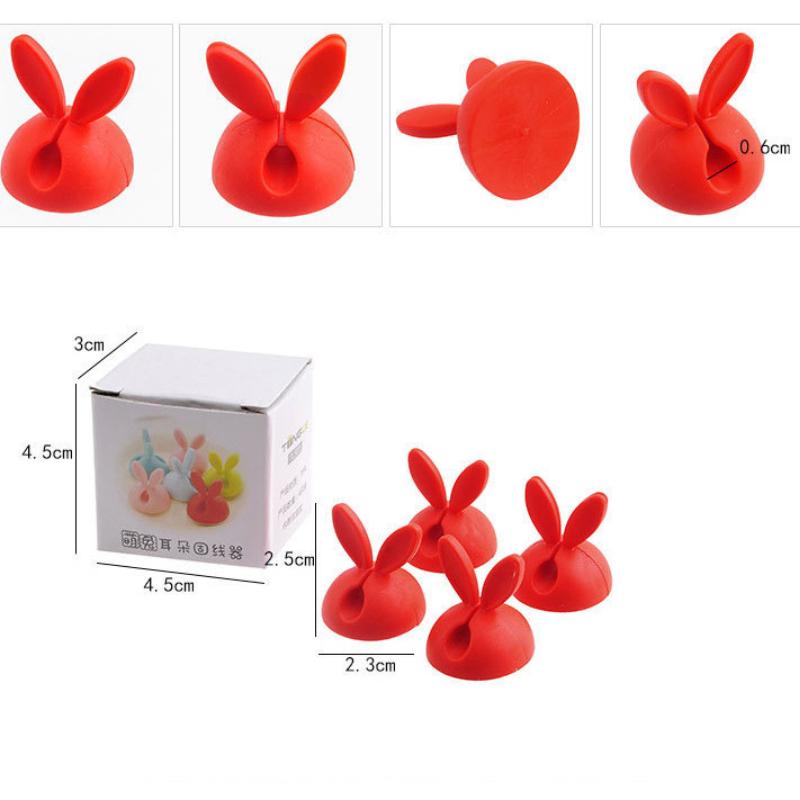 4pcs Wholesale Colorful Rabbit Wire Clamp Desk Neatly Wire Usb Car small rabbit wire  Charger Wire Rack Accessories Secure Desk