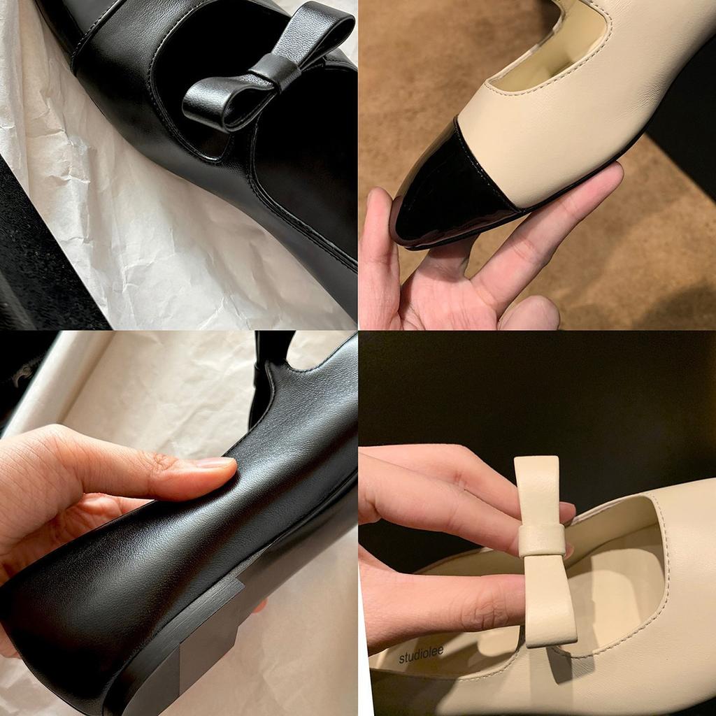 Schafslederversion~ Trauben-ma gleicher Stil, auf einen Blick kleiner Duftstil, flachsohlige Einzelchuhe, Damen Schleife eckige Zehe Mary Jane Schuhe