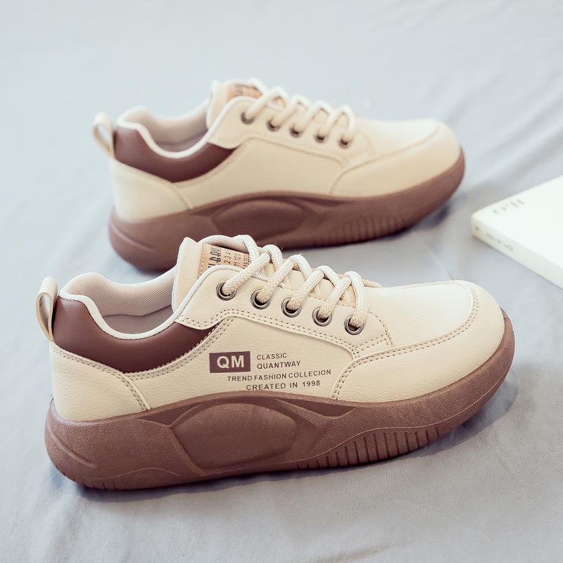 

Women s Spring 2025 White Platform Sneakers XQ5801 – Thick-Soled, Height-Boosting, Soft-Soled Shoes 35 бежевий