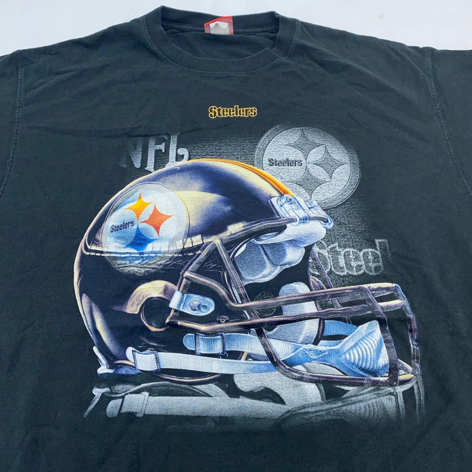 

vintage 90s PITTSBURGH STEELERS HELMET T-Shirt XL football NFL soft 4XL