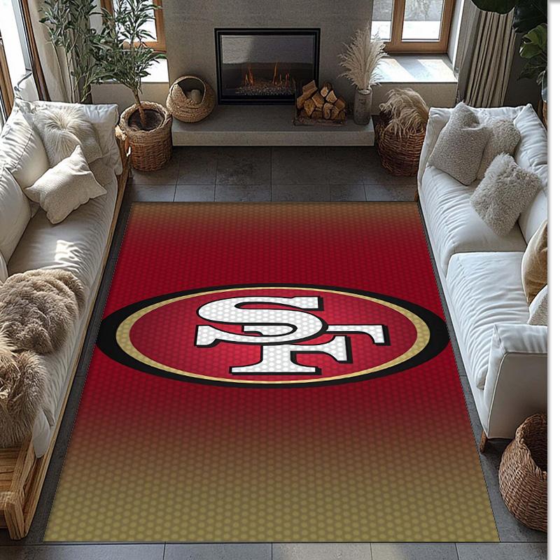 San Francisco 49ers Kristall-Samt-Teppich Weich Anti?Rutschfeste Fußmatte Bequemer Wohnzimmer Schlafzimmer Dekor Teppich