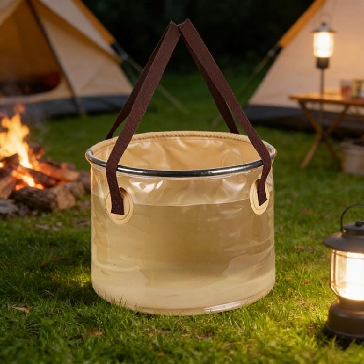 20L/30L Capacity Outdoor Folding Bucket PVC For Campers Hiker Fishermen Convenient Carry Handle