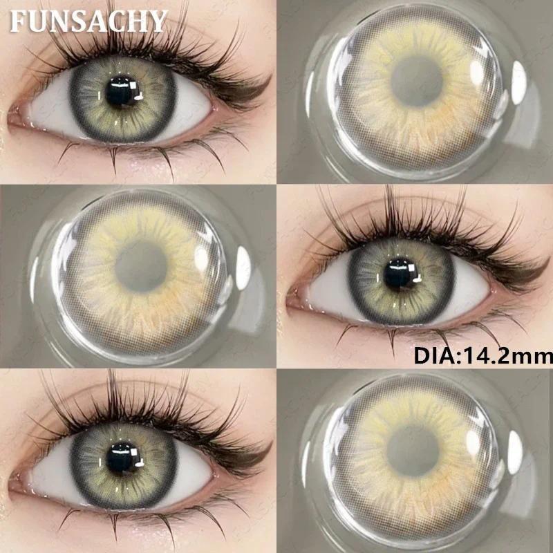FUNSACHY 2 st Naturliga Kontaktlinser för Ögon Färgade Blå Kontaktlinser Grå Vacker Pupill Grön Lins Ögonmakeup Koreanska Linser