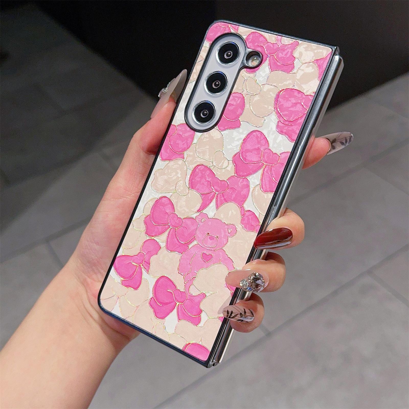 

For Samsung Galaxy Z Fold6 5G Case Lacquered Pattern PU Leather PC Phone Cover Bowknots