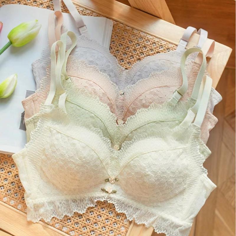 

Женское нижнее белье из мягкого хлопка с тонкими чашечками без косточек и милым кружевным дизайном с пузырьками для женщин