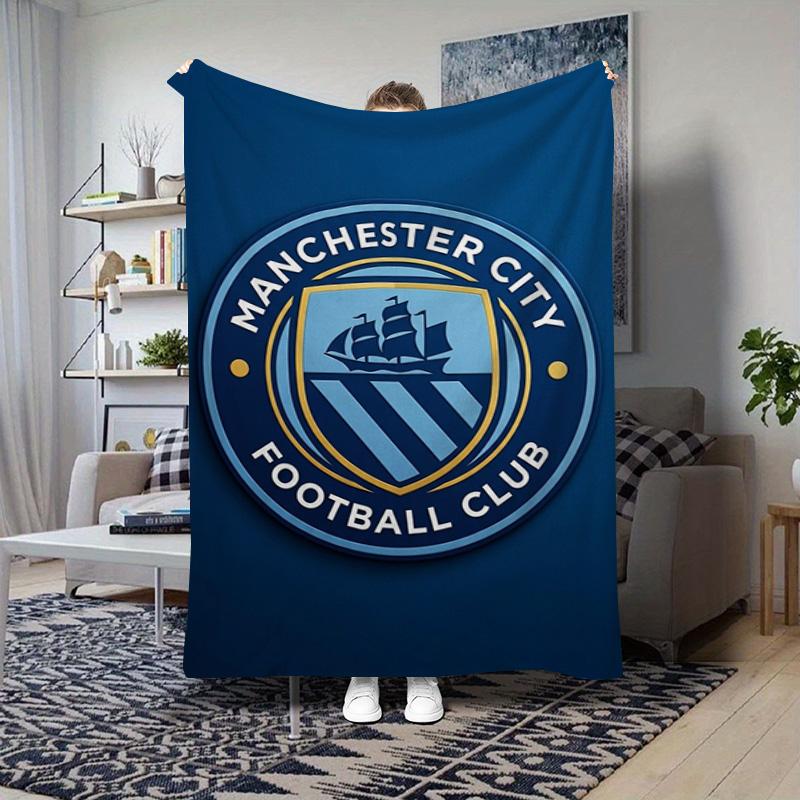 Manchester City Football Badge Print Blanket Camping Trip Soft And Comfortable Sheet Gift Digital Printing