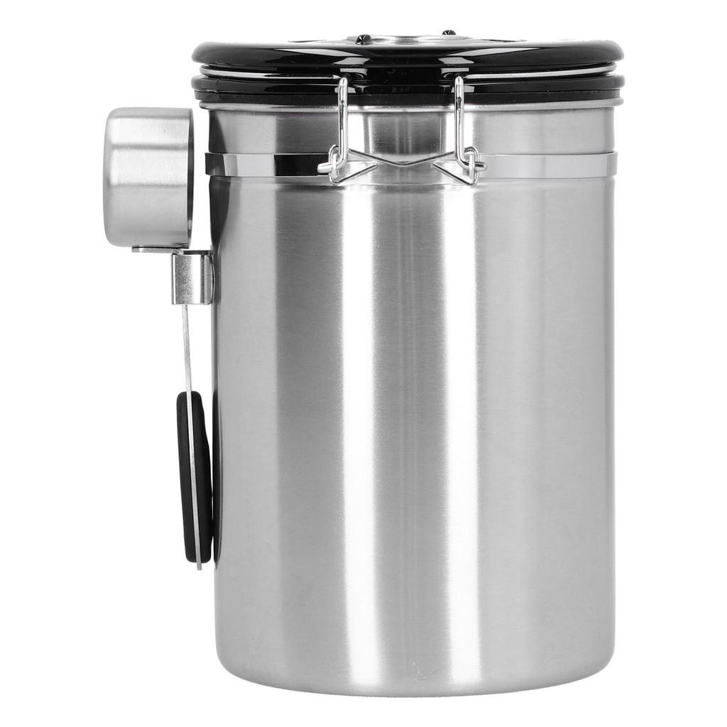 Kaffeebohnenbehälter mit Entlüftungsventil Edelstahl Aufbewahrung Dichtungsbehälter mit LöffelSilber