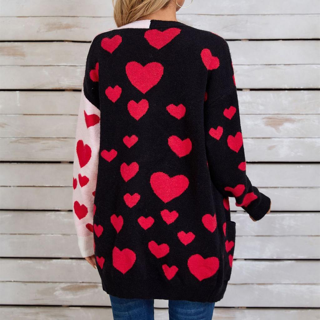 Women's Casual Fashion Cardigan Heart Sweater Knitted Cardigan Bottoming Shirt