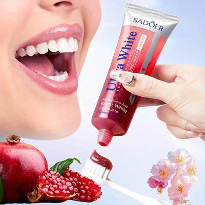 Bělící zubní pasta Pomegranate Sakura Blossom, Svěží dech, Čistí ústa, Odstraňuje zubní skvrny, Chrání dásně, Zubní pasta bez fluoridu